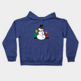 Snowman with Kids Kids Hoodie